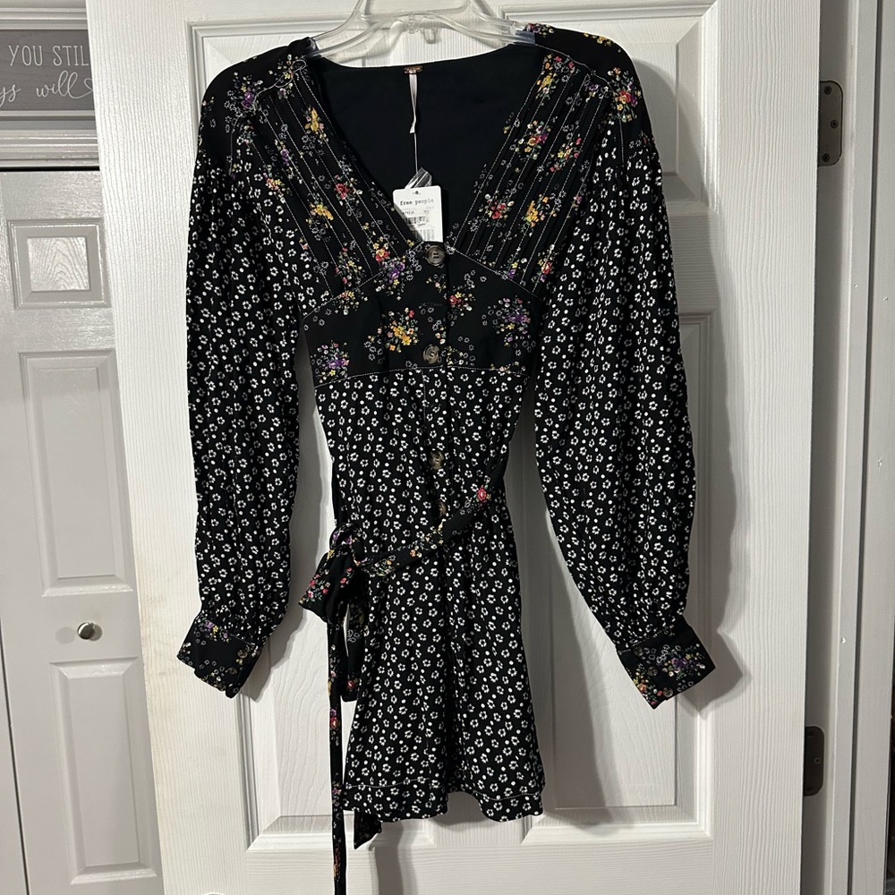 NWT Free People Wonderland Floral Belted Mini Dress